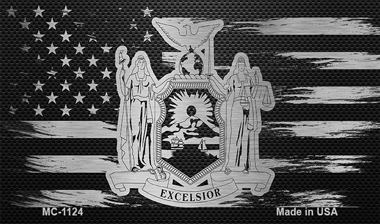 MC-1124 3.5 x 2 in. New York Carbon Fiber Brushed Aluminum Novelty Metal Magnet