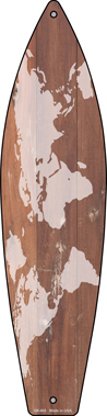 SB-405 17 x 4.5 in. Old Map Novelty Metal Surfboard Sign