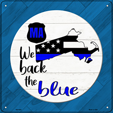 SQ-1023 12 in. Massachusetts Back Novelty Metal Square Sign, Blue