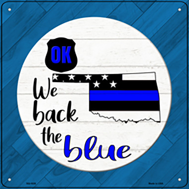 SQ-1038 12 in. Oklahoma Back Novelty Metal Square Sign, Blue