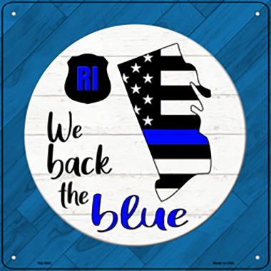 SQ-1041 12 in. Rhode Island Back Novelty Metal Square Sign, Blue