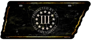 TN-195 5.5 x 12 in. 2nd Amendment Three Percenter Novelty Rusty Effect Metal Tennessee License Plate Tag