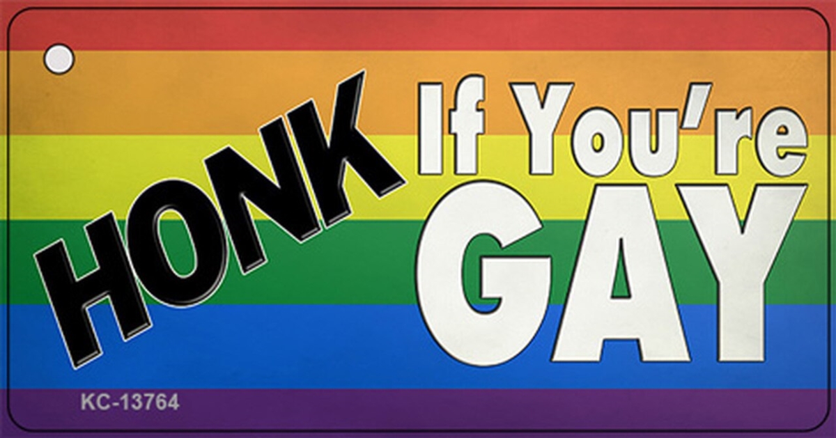 KC-13764 1.5 x 3 in. Honk If Youre Gay Novelty Metal Key Chain Tag
