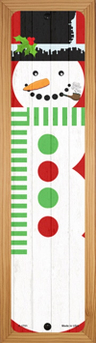 SMART BLONDE Snowman Novelty Wood Mounted Small Metal Street Sign WB-K-1701