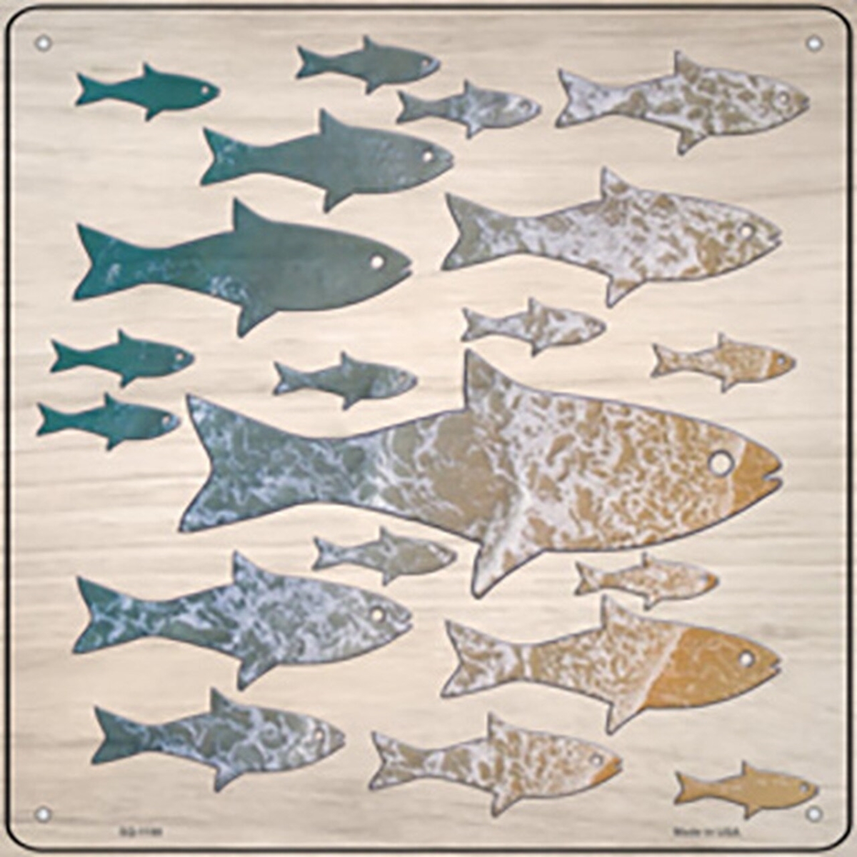 SQ-1198 12 x 12 in. School of Fish Novelty Metal Square Sign