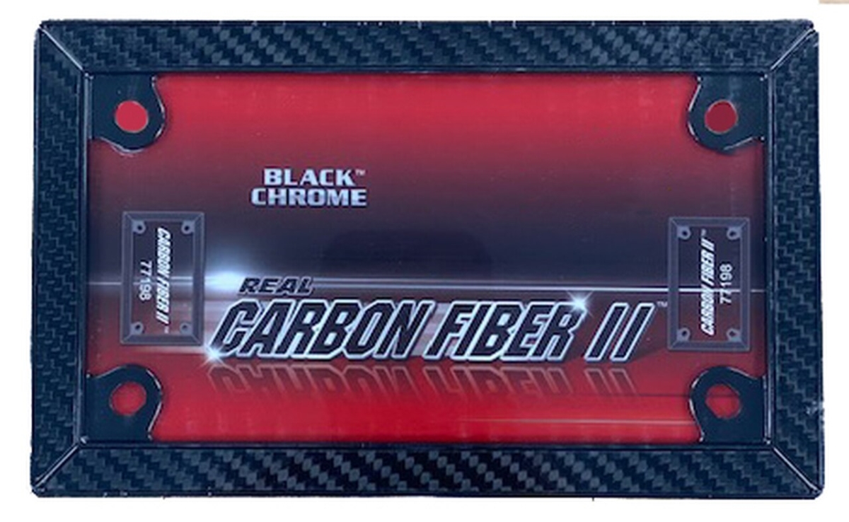 LPF-2020 Black Chrome Motorcycle Carbon Fiber Frame Wholesale Metal Novelty License Plate Frame -  Smart Blonde