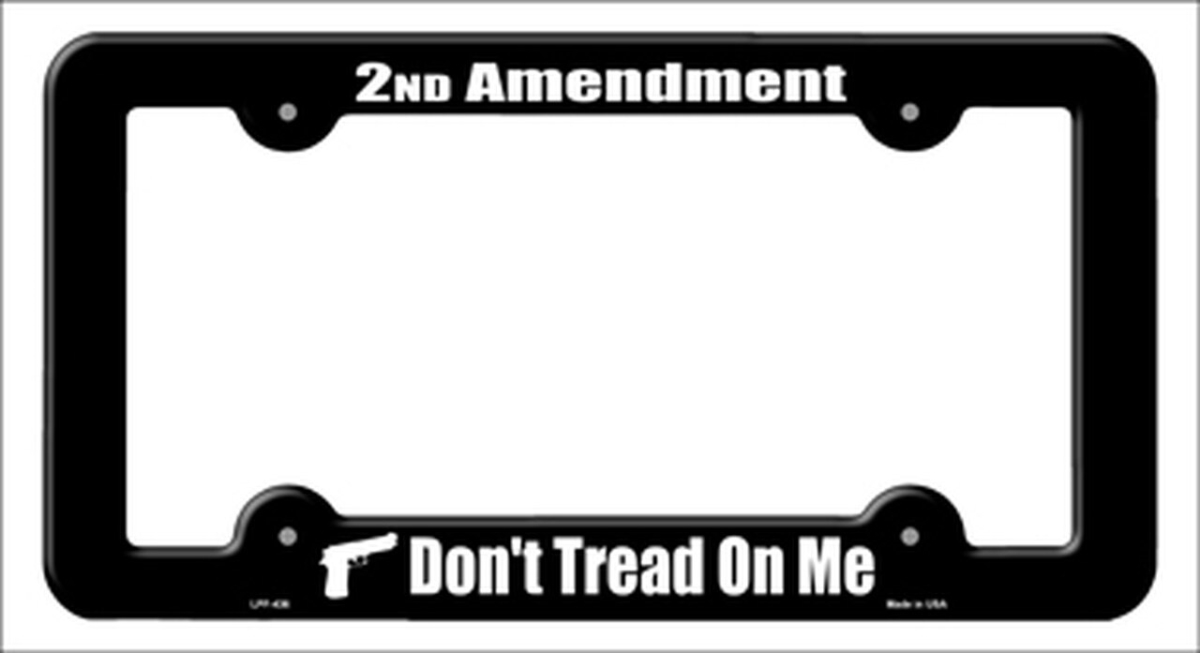 LPF-436 6 x 12 in. 2nd Amendment Black Novelty Metal License Plate Frame -  Smart Blonde