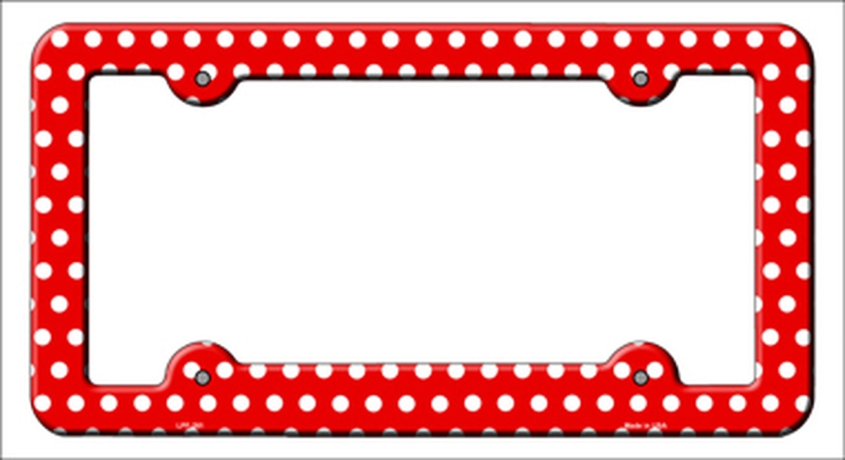 LPF-261 6 x 12 in. Red White Polka Dots Novelty Metal License Plate Frame