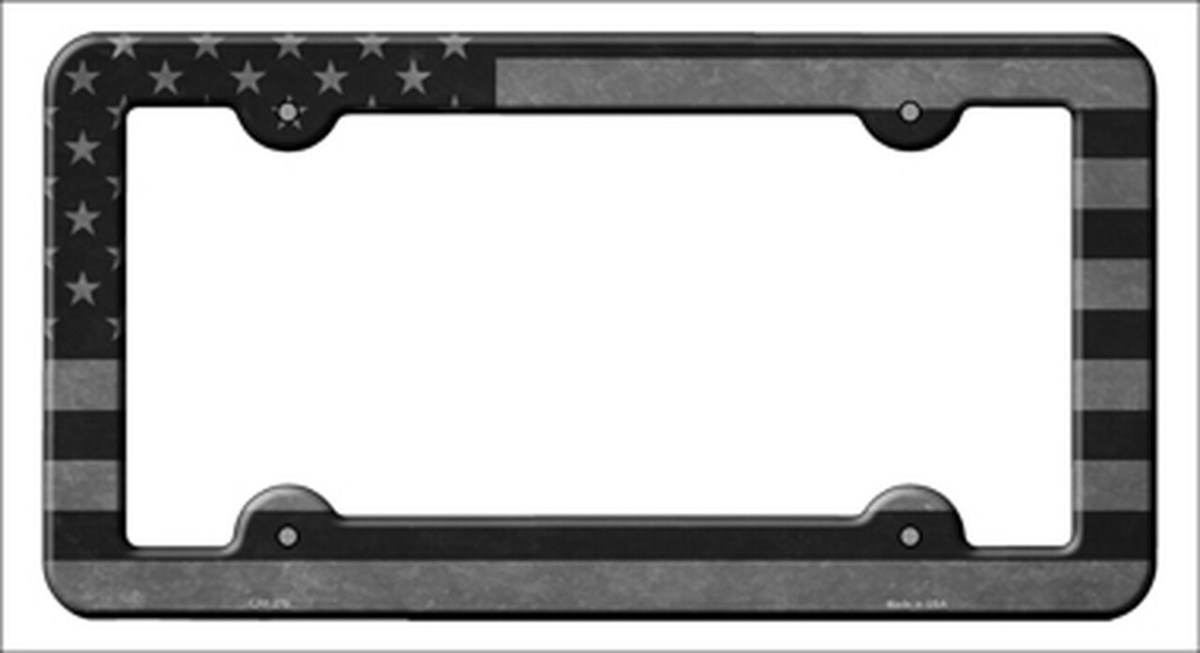 LPF-270 6 x 12 in. Black Silver American Flag Novelty Metal License Plate Frame -  Smart Blonde