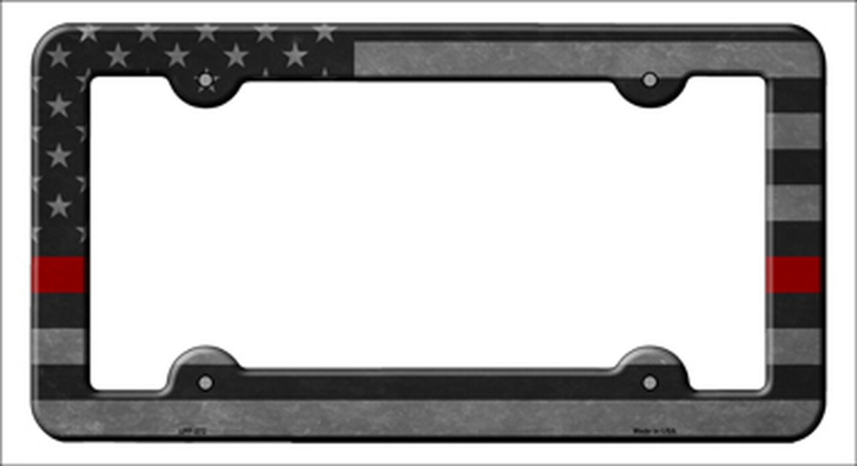 LPF-272 6 x 12 in. Black Red American Flag Novelty Metal License Plate Frame -  Smart Blonde