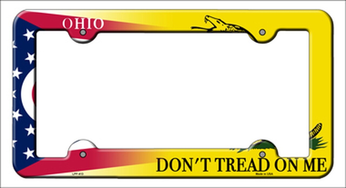 LPF-413 6 x 12 in. Ohio & Dont Tread Novelty Metal License Plate Frame