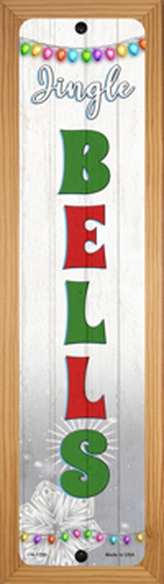 SMART BLONDE Jingle Bells Novelty Wood Mounted Small Metal Street Sign WB-K-1700