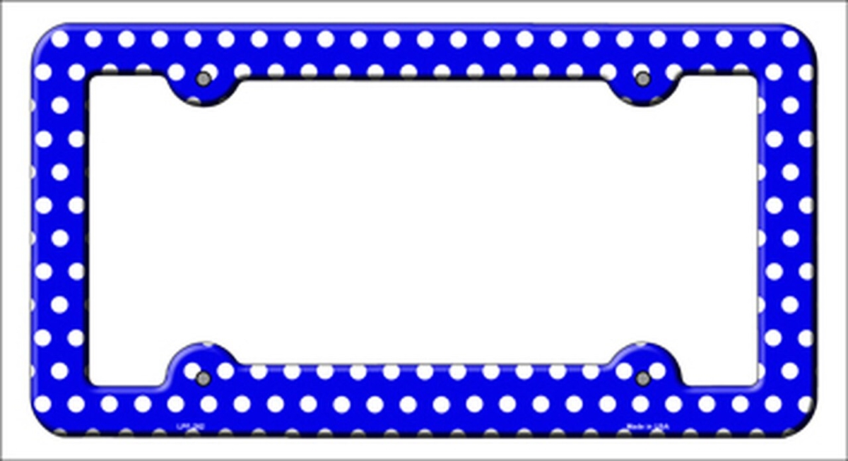 LPF-262 6 x 12 in. Blue White Polka Dots Novelty Metal License Plate Frame