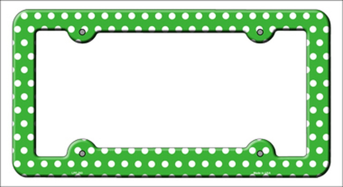 LPF-263 6 x 12 in. Green White Polka Dots Novelty Metal License Plate Frame