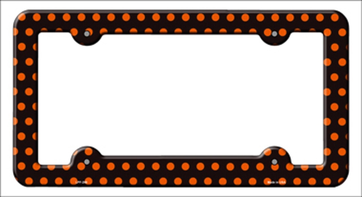 LPF-268 6 x 12 in. Black Orange Polka Dots Novelty Metal License Plate Frame -  Smart Blonde