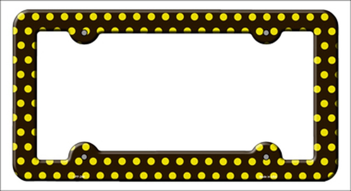 LPF-269 6 x 12 in. Black Yellow Polka Dots Novelty Metal License Plate Frame -  Smart Blonde