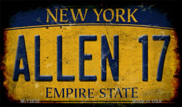 M-13838 3.5 x 2 in. Allen 17 New York Yellow Novelty Metal Magnet