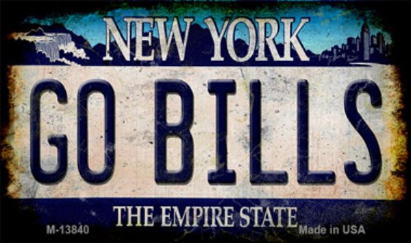 M-13840 3.5 x 2 in. Go Bills New York Rusty Novelty Metal Magnet