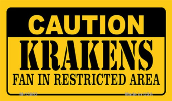 M-13863 3.5 x 2 in. Caution Krakens Novelty Metal Magnet