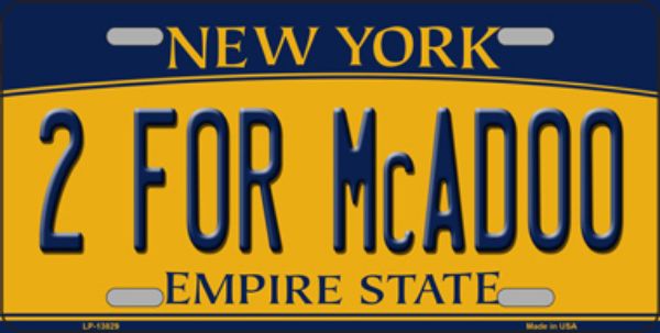 LP-13829 6 x 12 in. 2 for McAdoo New York Novelty Metal License Plate Tag