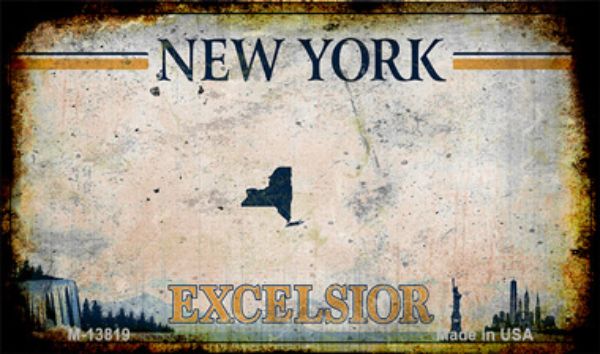 M-13819 3.5 x 2 in. Excelsior New York Blank Rusty Novelty Metal Magnet