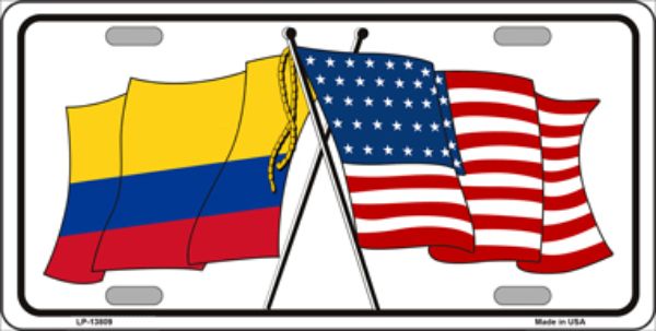 Picture of Smart Blonde LP-13809 6 x 12 in. Colombia USA Crossed Flags Novelty Metal License Plate Tag