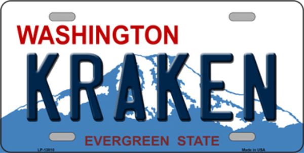 Picture of Smart Blonde LP-13810 6 x 12 in. Kraken Washington Novelty Metal License Plate Tag