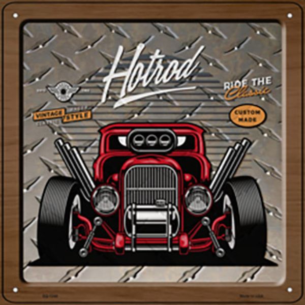 SQ-1248 12 x 12 in. Red Ride the Classic Novelty Metal Square Sign