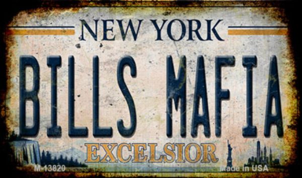 M-13820 3.5 x 2 in. Bills Mafia New York Rusty Novelty Metal Magnet