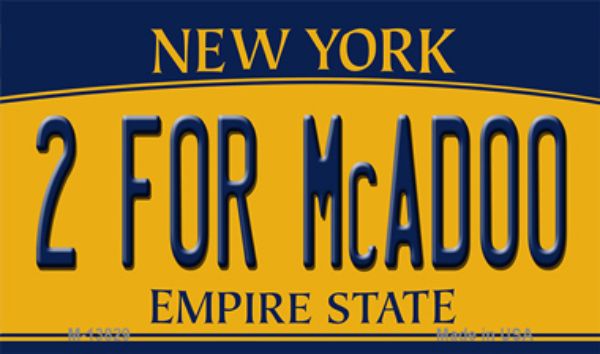 M-13829 3.5 x 2 in. 2 for McAdoo New York Novelty Metal Magnet