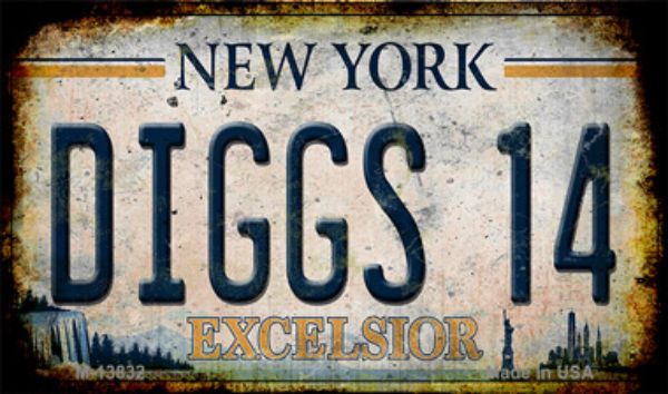 M-13832 3.5 x 2 in. Diggs 14 Excelsior New York Rusty Novelty Metal Magnet