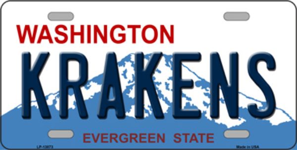 Picture of Smart Blonde LP-13873 6 x 12 in. Krakens Washington Novelty Metal License Plate Tag