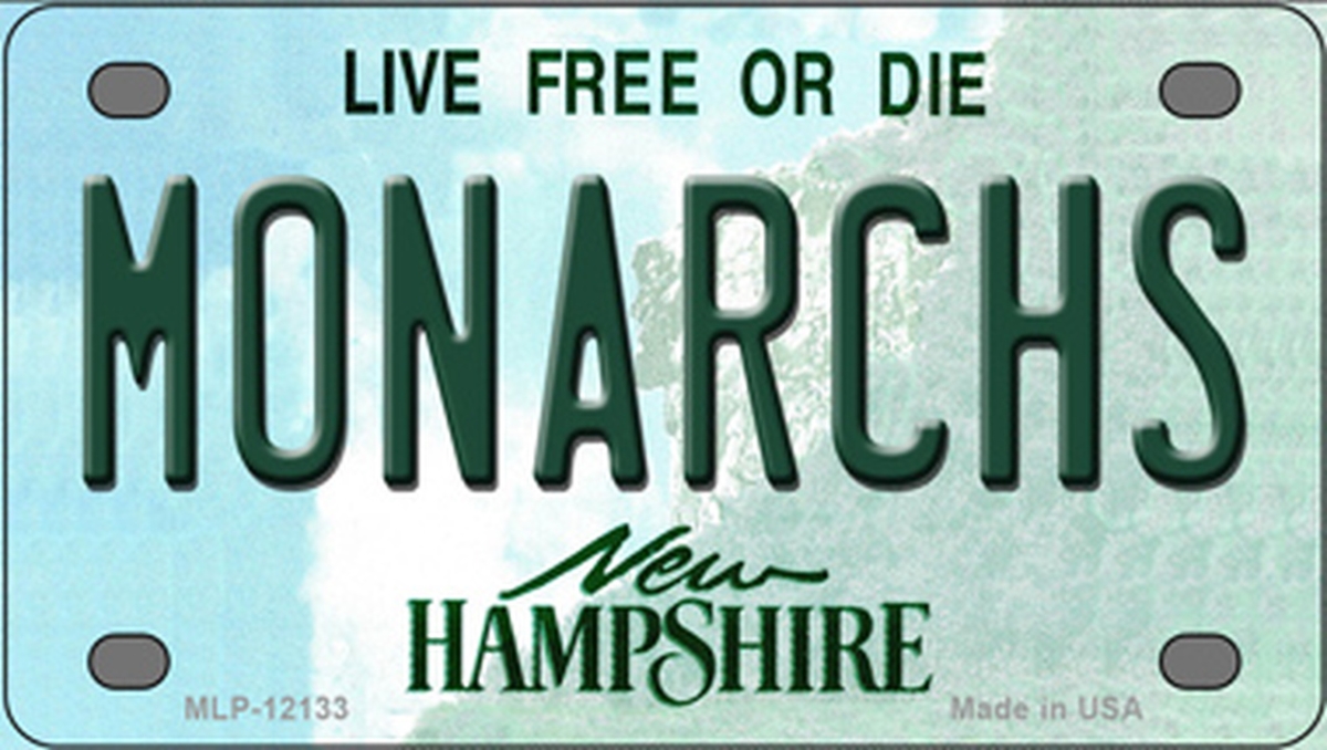 MLP-12133 2.2 x 4 in. Monarchs New Hampshire Novelty Mini Metal License Plate Tag -  Smart Blonde
