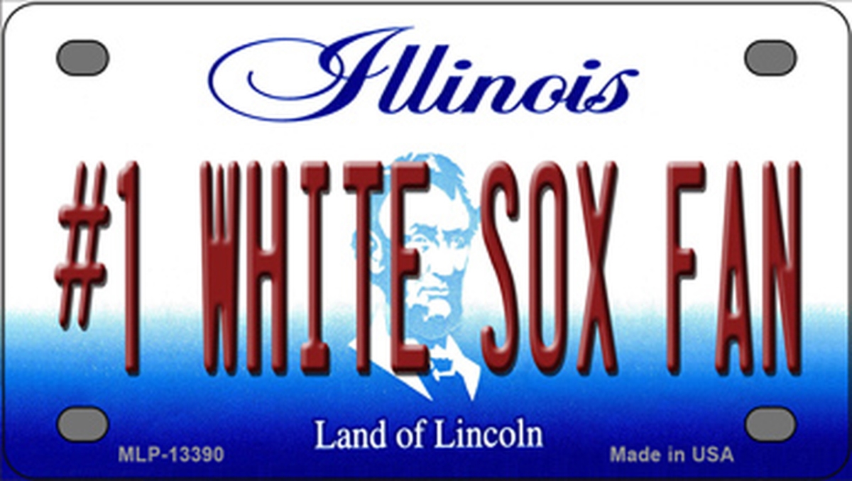 MLP-13390 2.2 x 4 in. Number 1 White Sox Fan Illinois Novelty Mini Metal License Plate Tag -  Smart Blonde