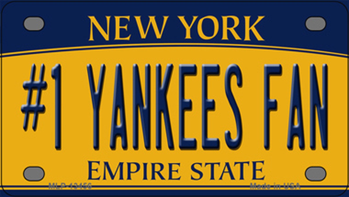 MLP-13456 2.2 x 4 in. Number 1 Yankees Fan New York Novelty Mini Metal License Plate Tag -  Smart Blonde