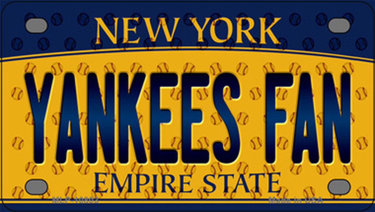 MLP-10803 2.2 x 4 in. Yankees Fan New York Novelty Mini Metal License Plate Tag -  Smart Blonde
