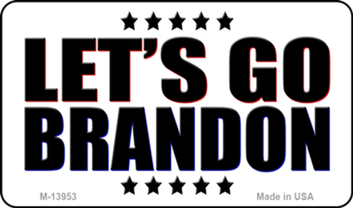 M-13953 3.5 x 2 in. Lets Go Brandon White Novelty Metal Magnet