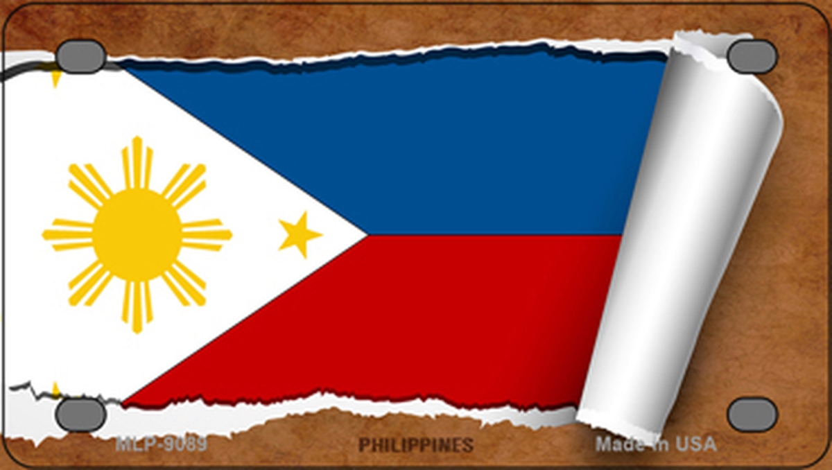 MLP-9089 2.2 x 4 in. Philippines Flag Scroll Novelty Mini Metal License Plate Tag -  Smart Blonde