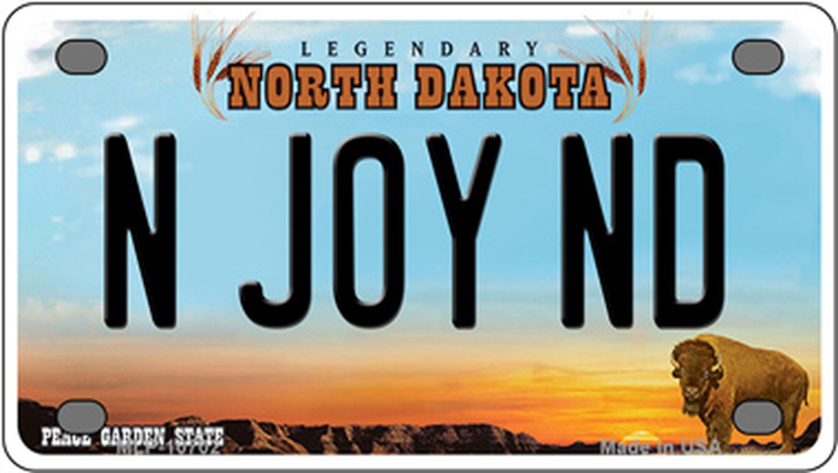 MLP-10702 2.2 x 4 in. N Joy ND North Dakota Novelty Mini Metal License Plate Tag -  Smart Blonde