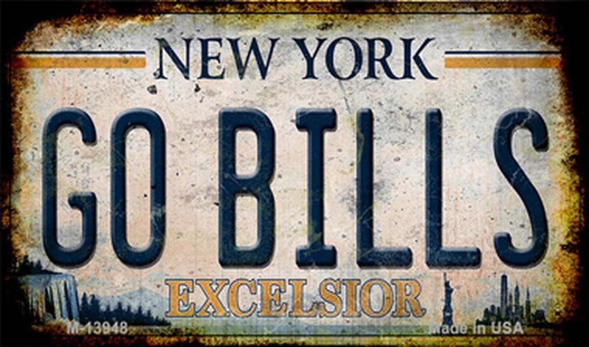 M-13948 3.5 x 2 in. Go Bills New York White Novelty Metal Magnet