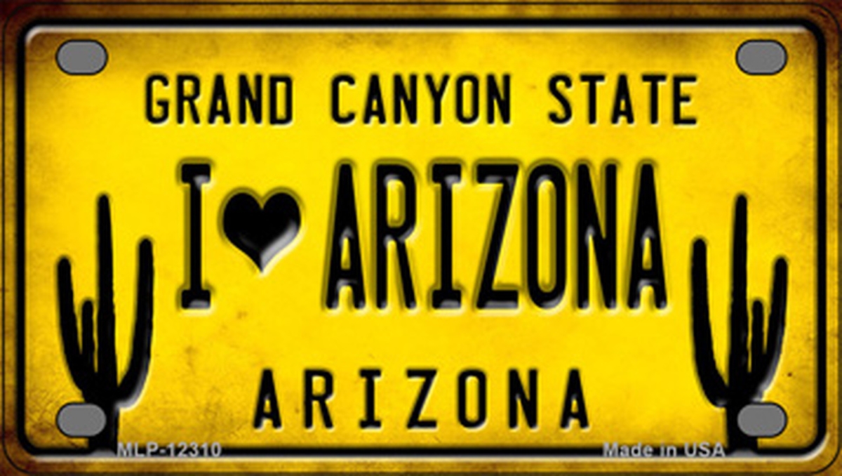 MLP-12310 2.2 x 4 in. I love Arizona Novelty Mini Metal License Plate Tag -  Smart Blonde