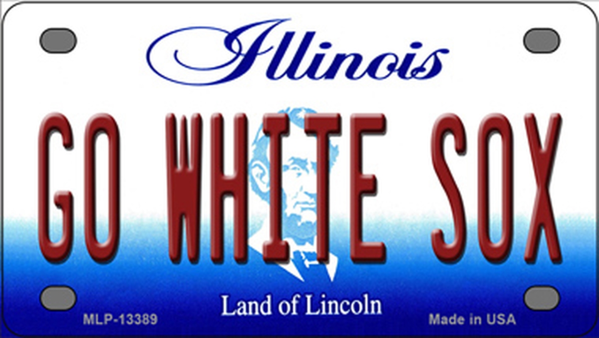 MLP-13389 2.2 x 4 in. Go White Sox Illinois Novelty Mini Metal License Plate Tag -  Smart Blonde
