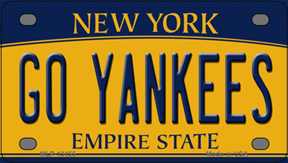 MLP-13455 2.2 x 4 in. Go Yankees New York Novelty Mini Metal License Plate Tag -  Smart Blonde