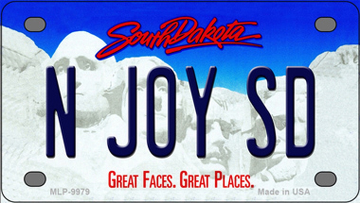 MLP-9979 2.2 x 4 in. N Joy SD South Dakota Novelty Mini Metal License Plate Tag -  Smart Blonde