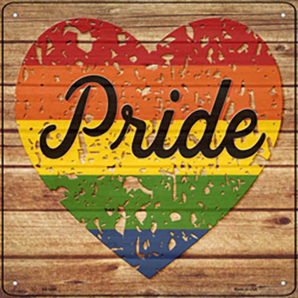 SQ-1289 12 in. Pride Distressed Rainbow Novelty Metal Square Sign