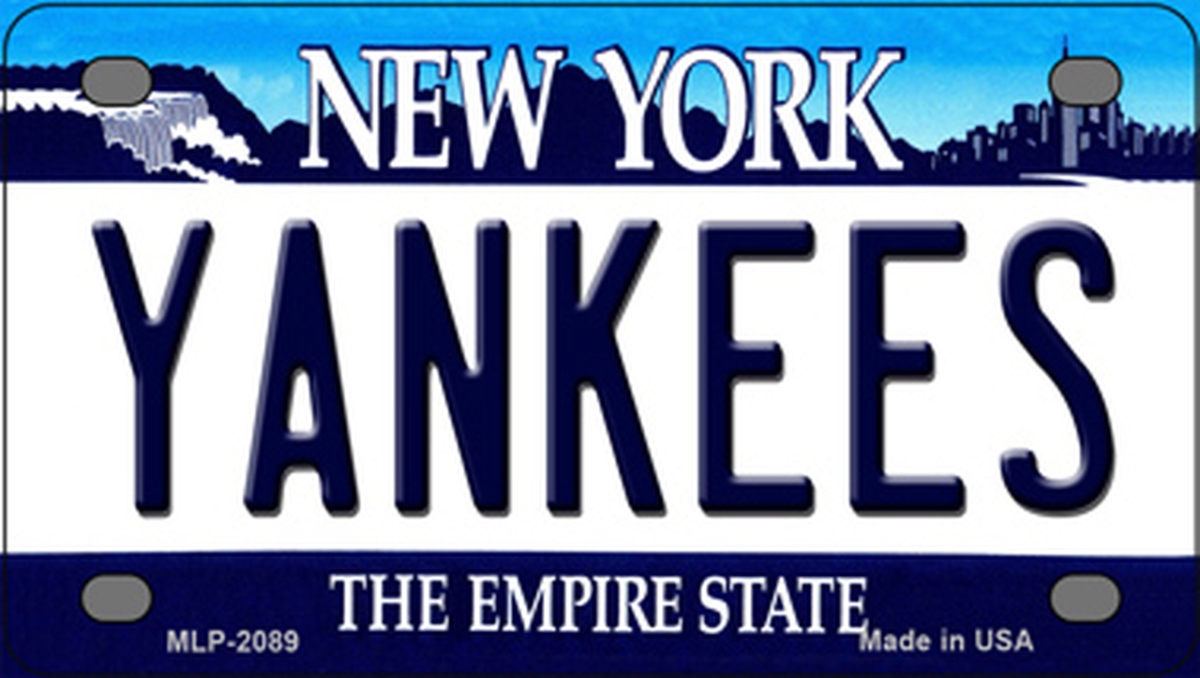 MLP-2089 2.2 x 4 in. Yankees New York Novelty Mini Metal License Plate Tag -  Smart Blonde