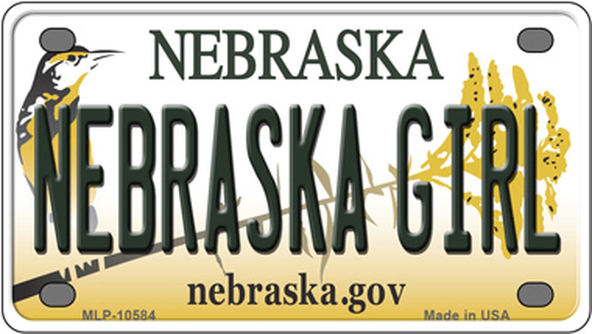 MLP-10584 2.2 x 4 in. Nebraska Girl NE Novelty Mini Metal License Plate Tag -  Smart Blonde