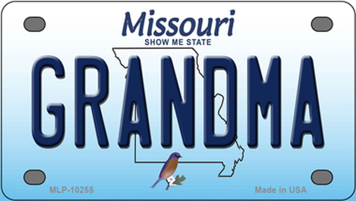 MLP-10255 2.2 x 4 in. Grandma Missouri Novelty Mini Metal License Plate Tag -  Smart Blonde