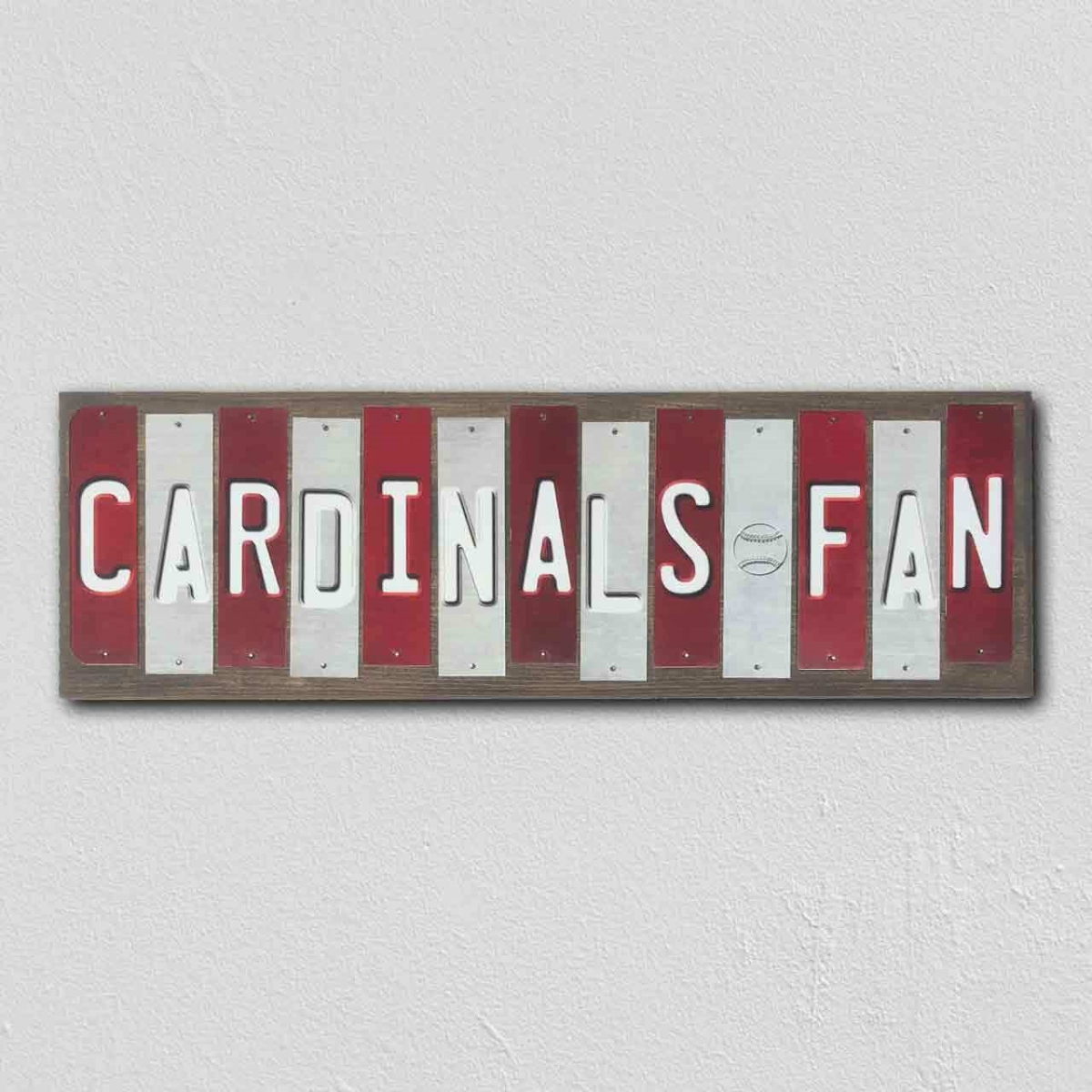 WS-601 6 x 1.5 in. Cardinals Fan Team Colors Baseball Fun Strips Novelty Wood Sign -  Smart Blonde