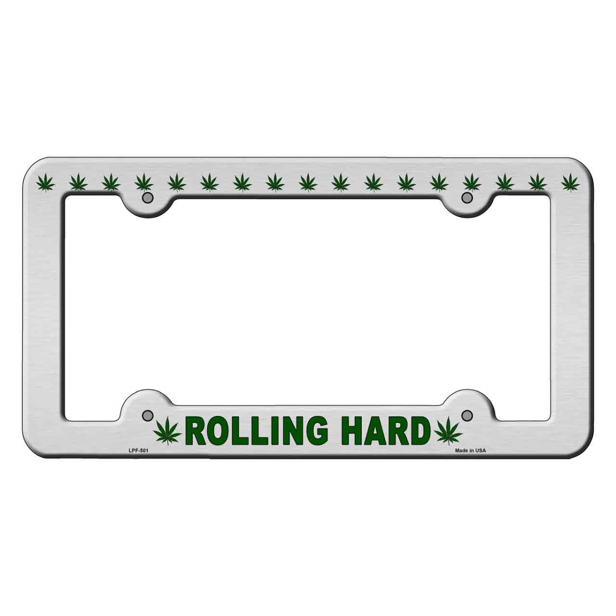 LPF-501 6 x 12 in. Rolling Hard Weed Novelty Metal License Plate Frame
